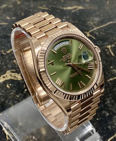 rolex day date green rose|rolex day date 40 228235.